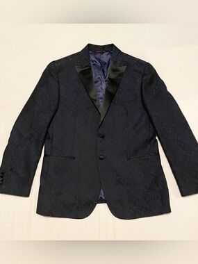 Egara Moores Blue Floral Jacquard Tuxedo Jacket Slim Fit 44R